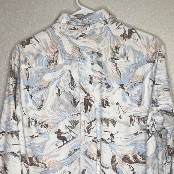 Tommy Hilfiger Slim Fit Ski Print Long Sleeve Button Up Shirt Mens Size Medium - Picture 8 of 11